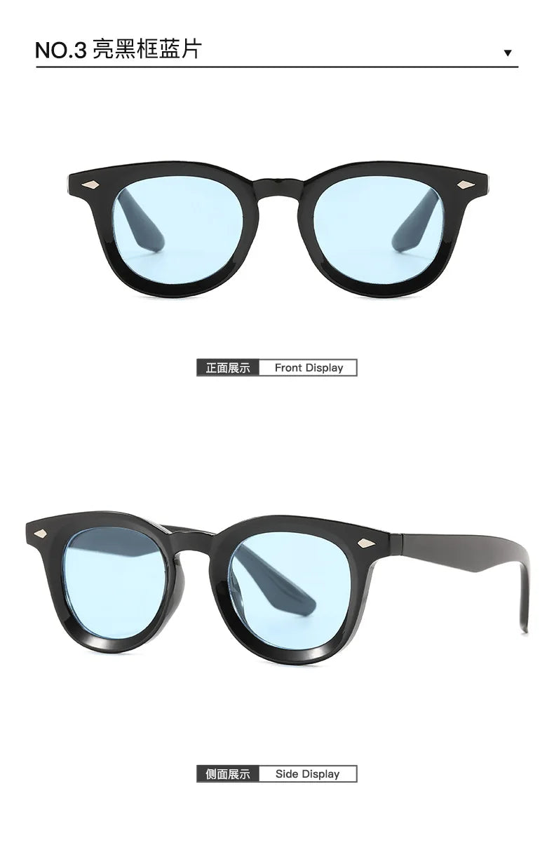 Lunettes de soleil rondes rétro Samjune – Verres Ocean Clear – UV400 – Homme/Femme – Rivets