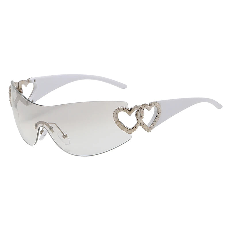 Lunettes Y2K Rimless Oversized – Femme – Dégradé – Wrap Around – Punk – Owl City