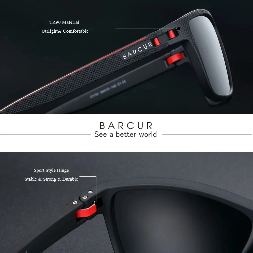 Lunettes BARCUR Design TR90 – Hommes – Sport légères polarisées – Protection UVAB