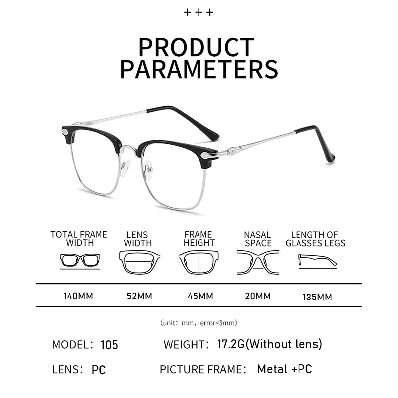 Lunettes anti-lumière bleue XJiea – Homme/Femme – Semi-sans-branches Métal Photochromiques – Bureau & Outdoor