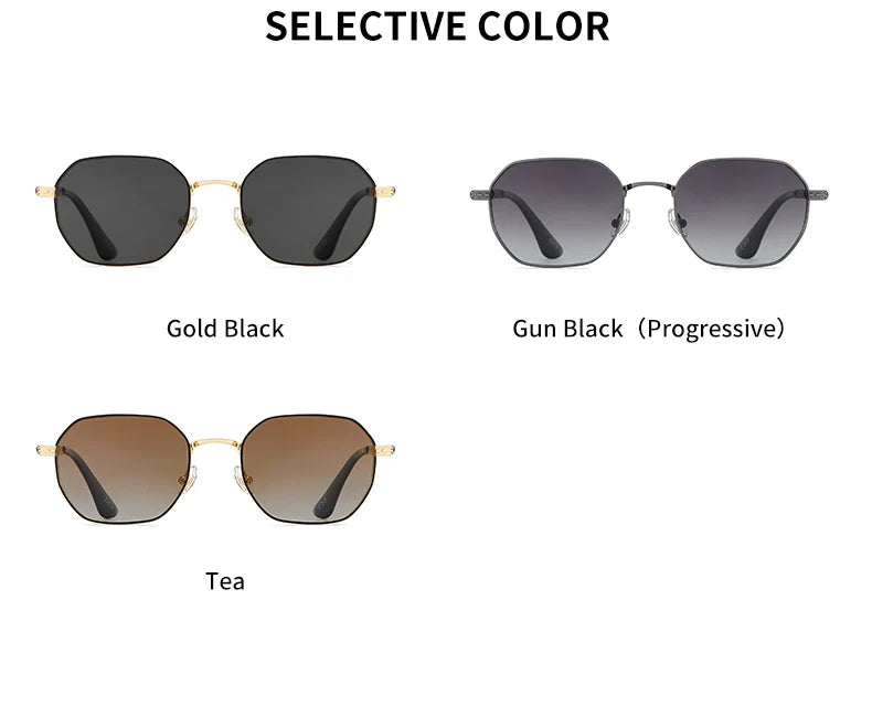Lunettes GCV Classique Rétro – Carré Rectangulaire Métal – Polarisées – Coffret Inclus
