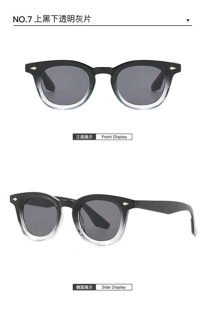 Lunettes de soleil rondes rétro Samjune – Verres Ocean Clear – UV400 – Homme/Femme – Rivets