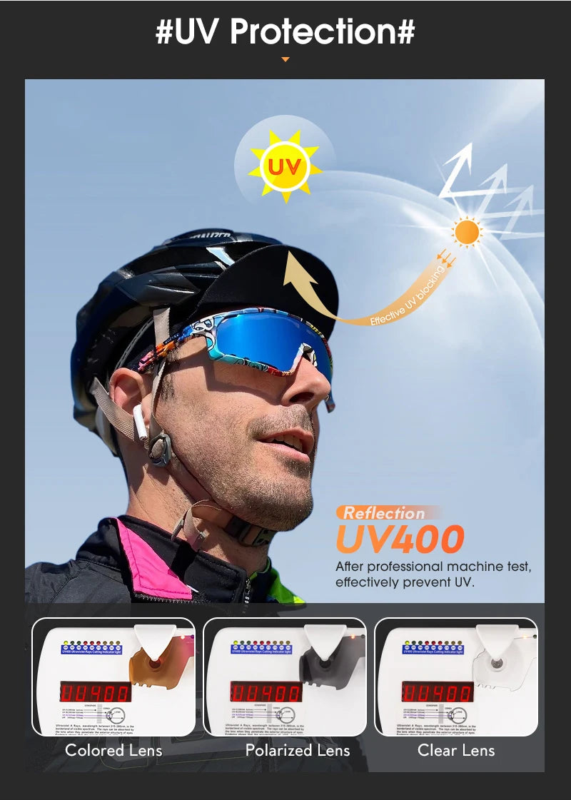 Lunettes de cyclisme polarisées UV400 Homme/Femme – VTT, route, pêche – Kapvoe