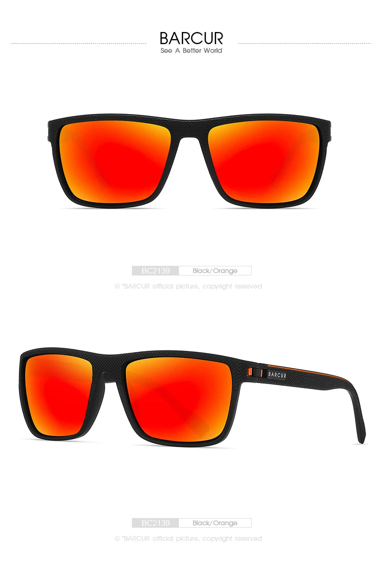 Lunettes BARCUR Design TR90 – Hommes – Sport légères polarisées – Protection UVAB