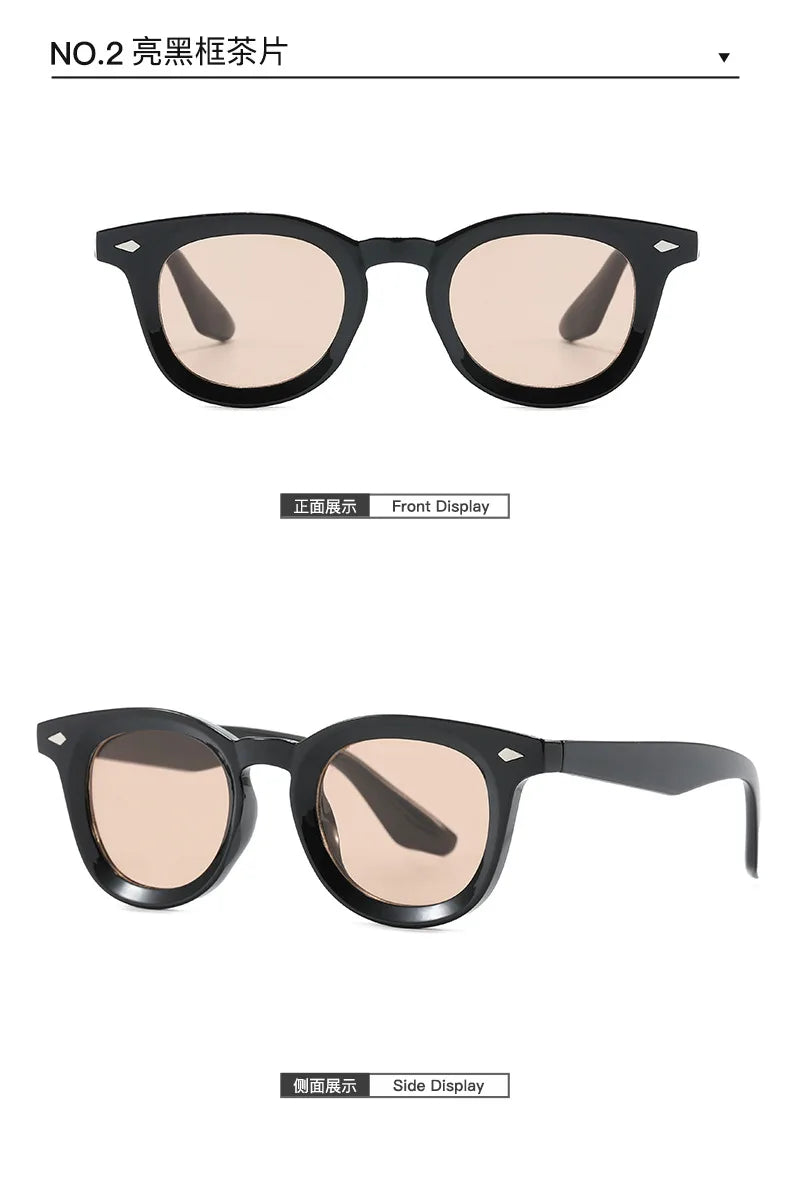 Lunettes de soleil rondes rétro Samjune – Verres Ocean Clear – UV400 – Homme/Femme – Rivets