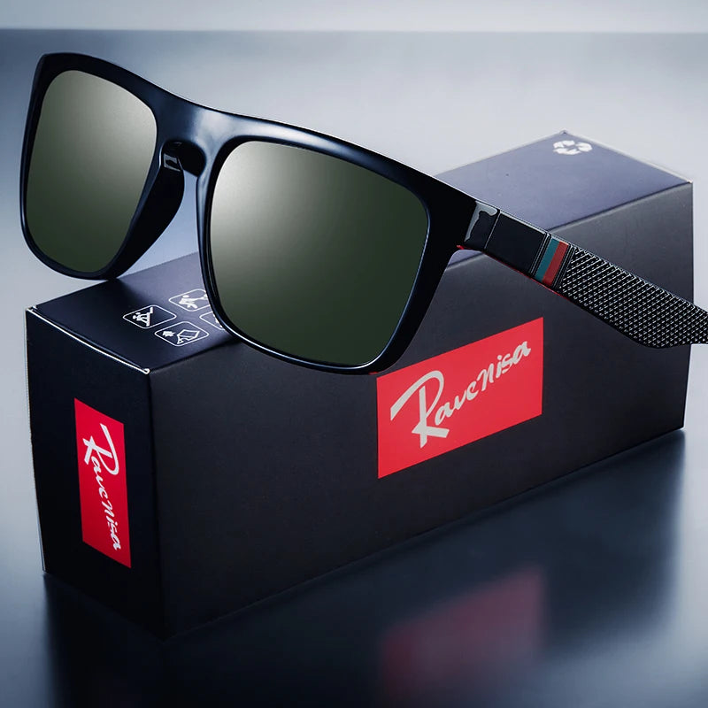 Lunettes de soleil vintage carrées polarisées – Homme/Femme – Rétro – Conduite Pêche UV400 – Ravenisa