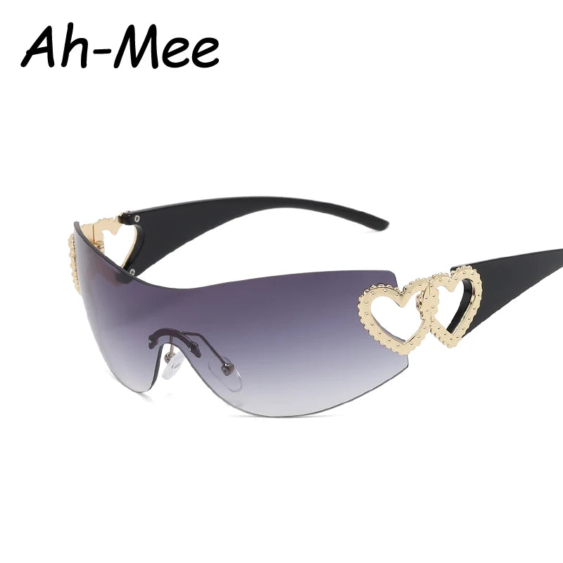 Lunettes Y2K Rimless Oversized – Femme – Dégradé – Wrap Around – Punk – Owl City