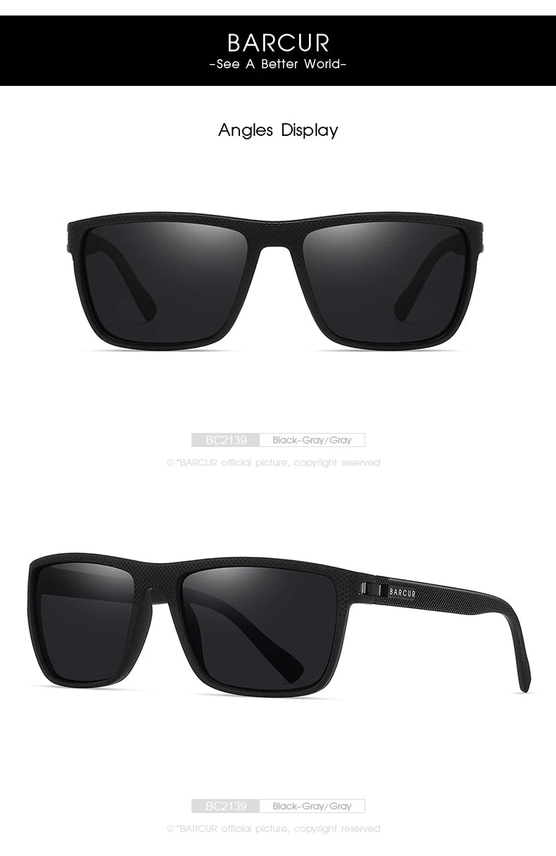 Lunettes BARCUR Design TR90 – Hommes – Sport légères polarisées – Protection UVAB