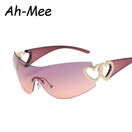Lunettes Y2K Rimless Oversized – Femme – Dégradé – Wrap Around – Punk – Owl City