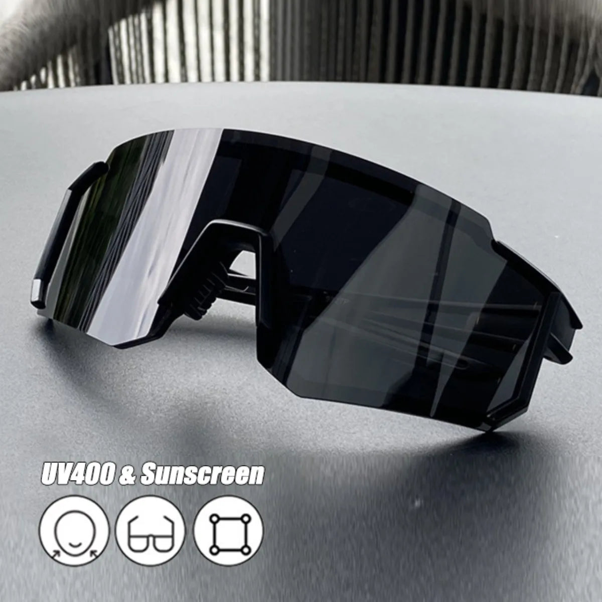 Lunettes de Cyclisme UV400 Homme/Femme – Anti-UV – Sports Outdoor (Randonnée, Escalade, VTT) – Grande Monture Oversized