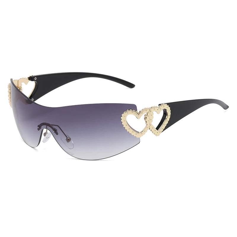 Lunettes Y2K Rimless Oversized – Femme – Dégradé – Wrap Around – Punk – Owl City