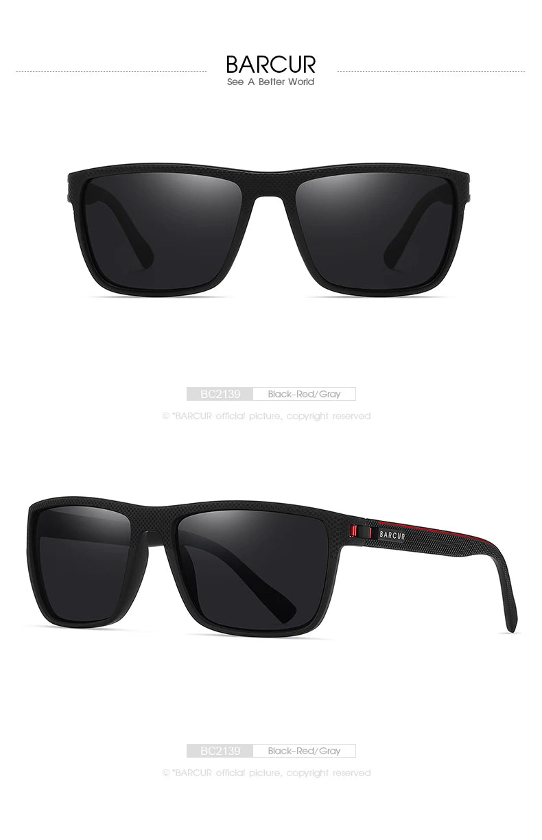 Lunettes BARCUR Design TR90 – Hommes – Sport légères polarisées – Protection UVAB