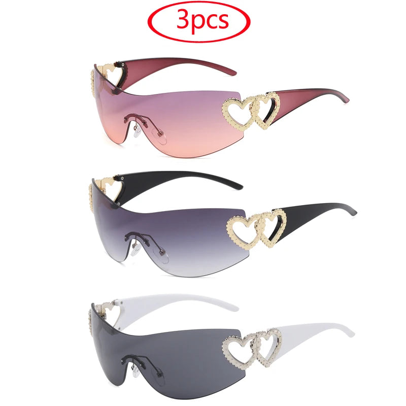 Lunettes Y2K Rimless Oversized – Femme – Dégradé – Wrap Around – Punk – Owl City