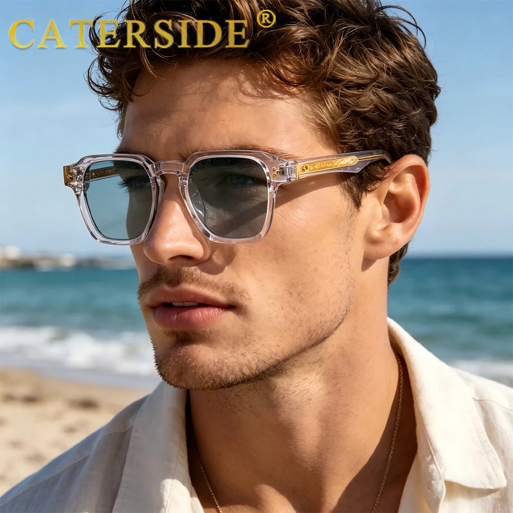 Lunettes de soleil classiques carrées CATERSIDE – Homme – Luxe – Voyage Plage Festival Cadeaux