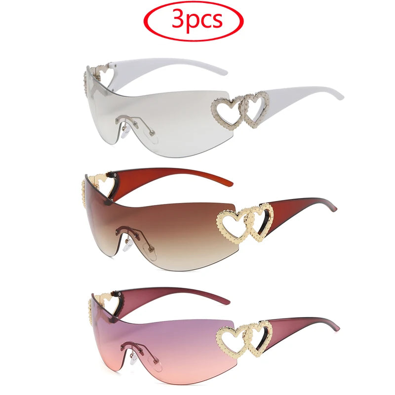 Lunettes Y2K Rimless Oversized – Femme – Dégradé – Wrap Around – Punk – Owl City